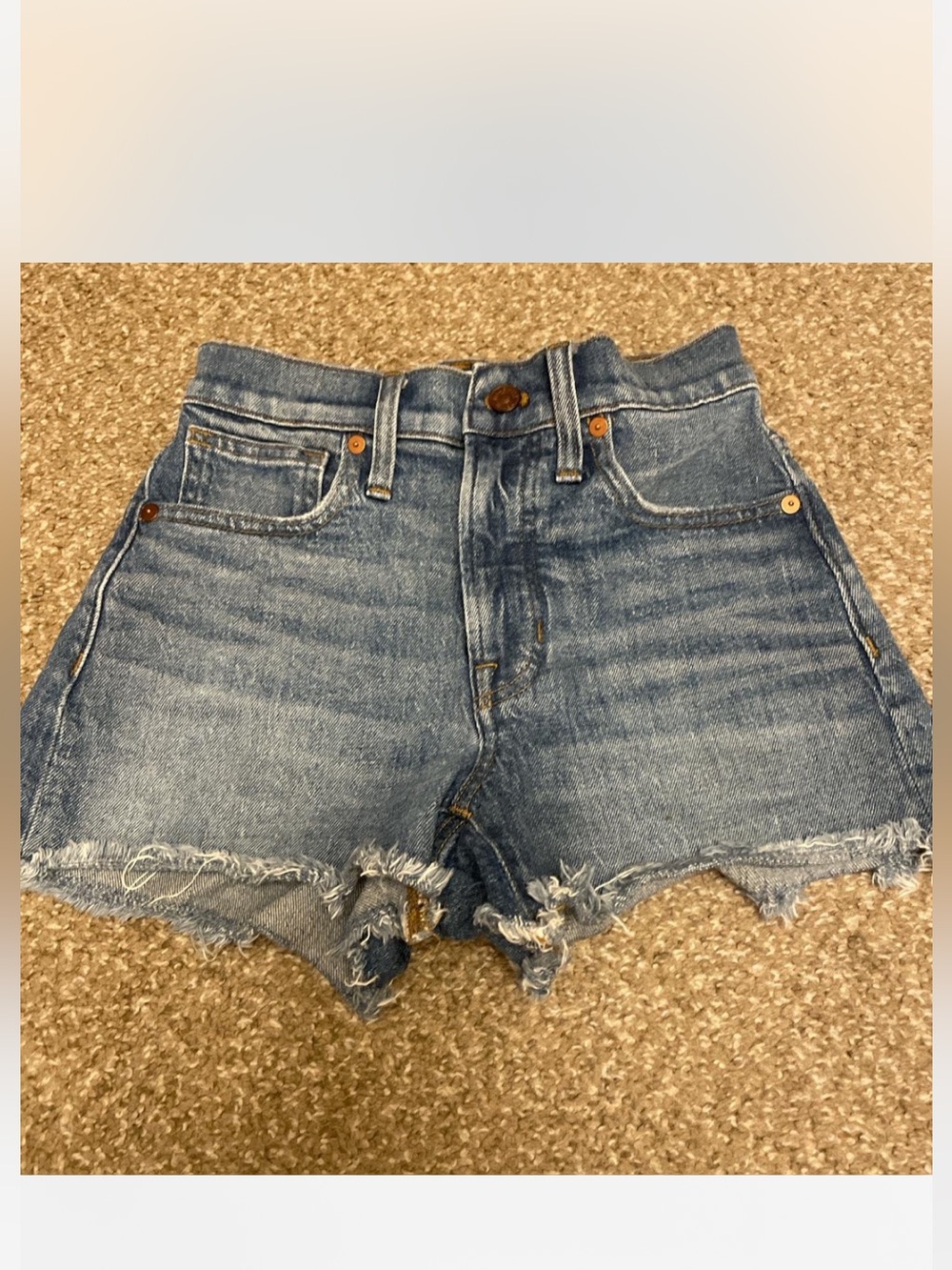 Madewell Distressed High-Rise Denim Cutoff Shorts - Blue